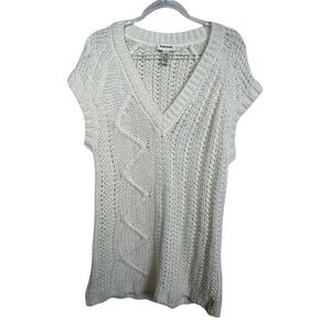 Diesel Wool Blend‎ Sweater Vest XS Ivory Chunky Knit Tunic Y2K Grunge Streetwear